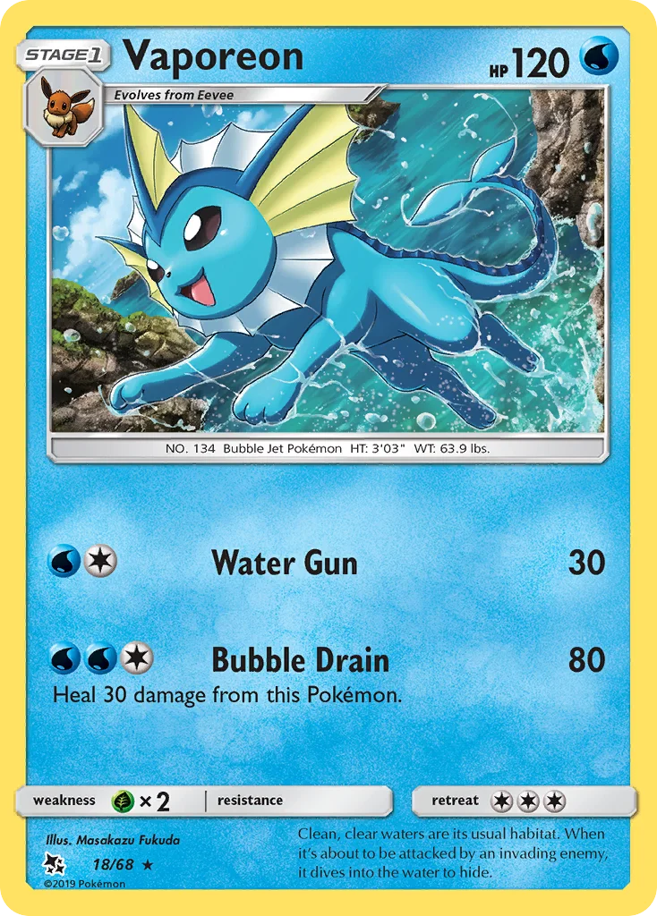 Vaporeon 18/68 Rare holo