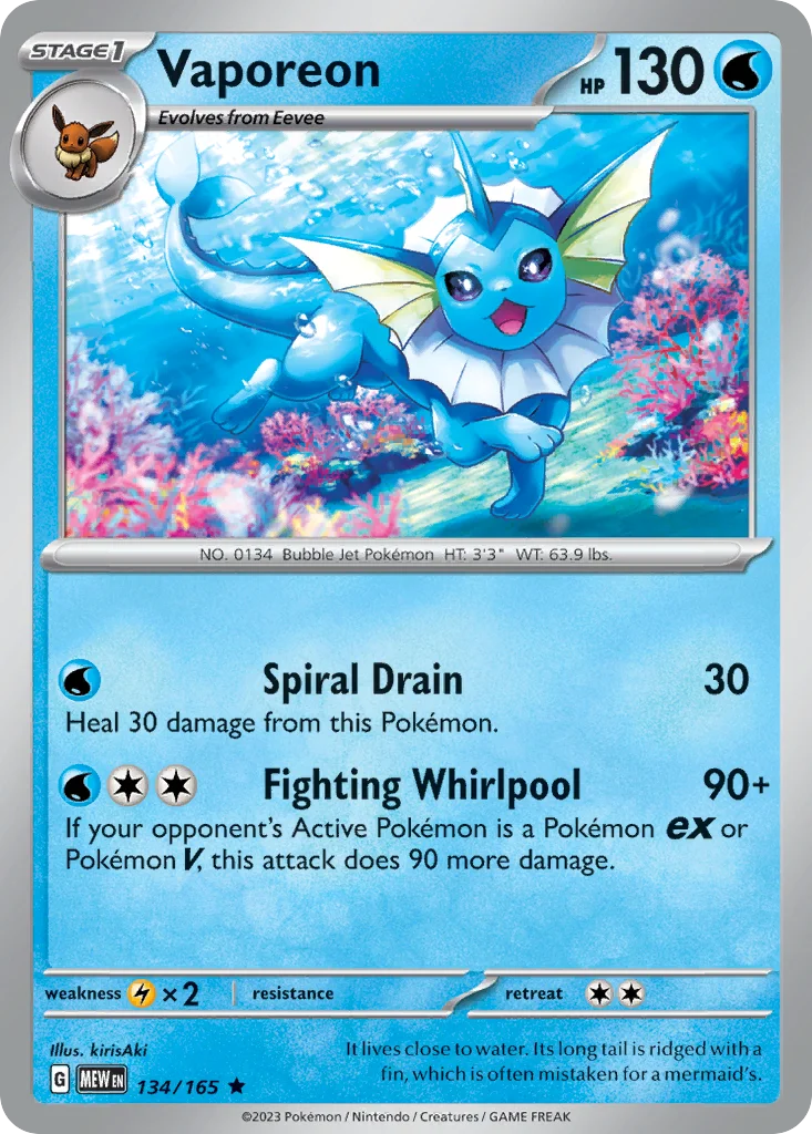 Vaporeon 134/165 Rare