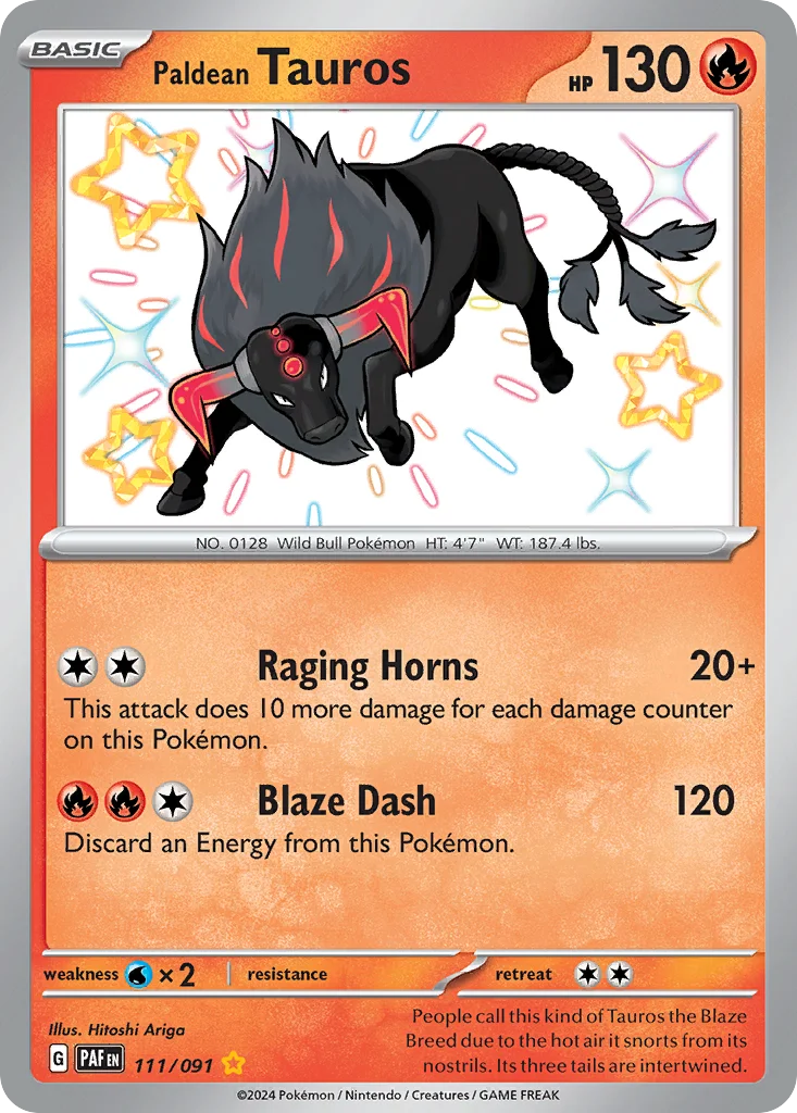 Paldean Tauros 111/091 Shiny rare