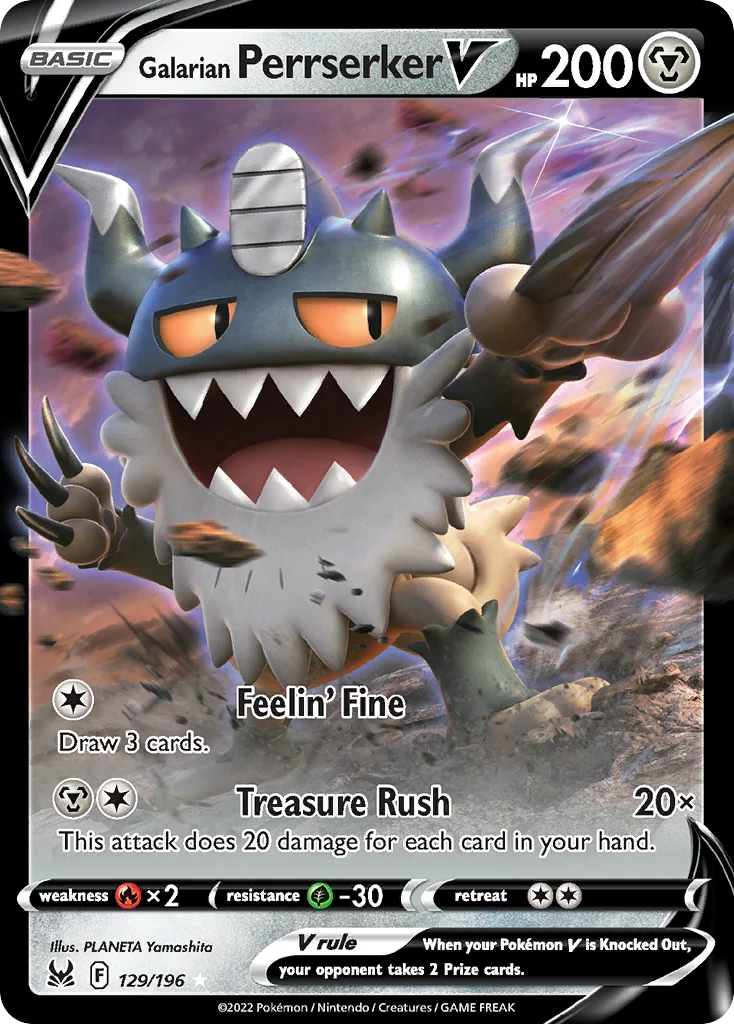 Galarian Perrserker V 129/196 Rare holo v