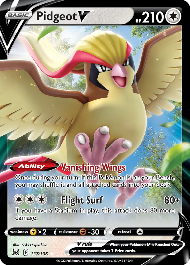Pidgeot V 137/196 Rare holo v