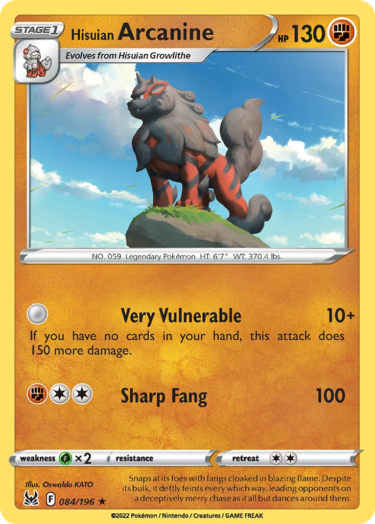 Hisuian Arcanine 084/196 Rare holo