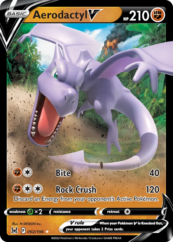 Aerodactyl V 092/196 Rare holo v