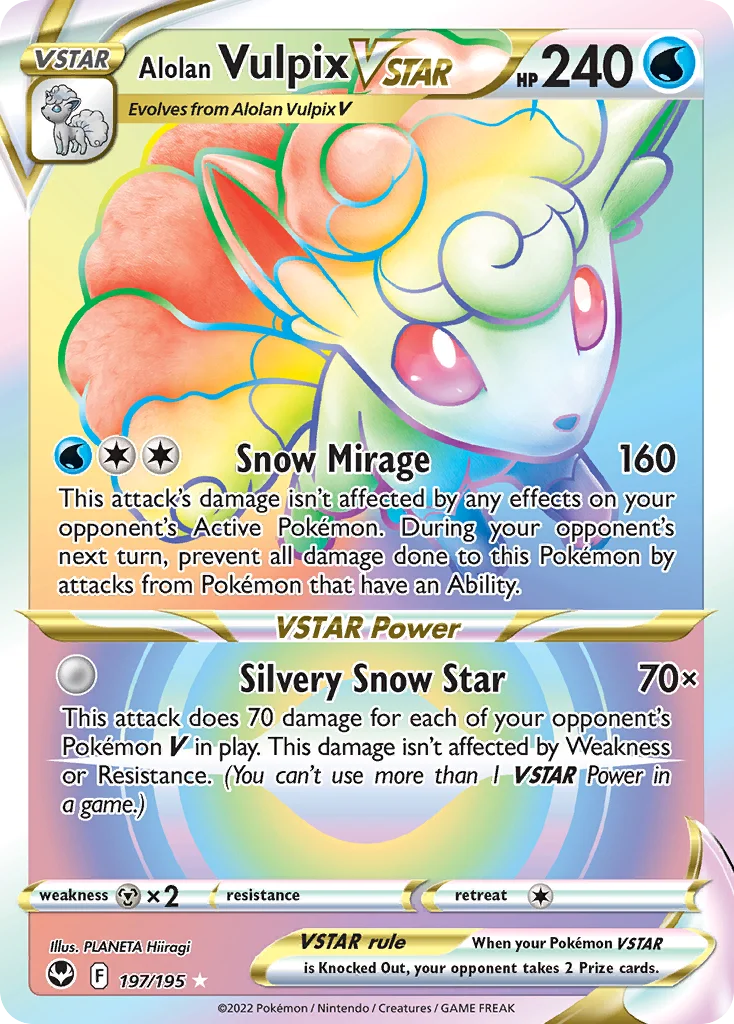 Alolan Vulpix VSTAR 197/195 Rare rainbow
