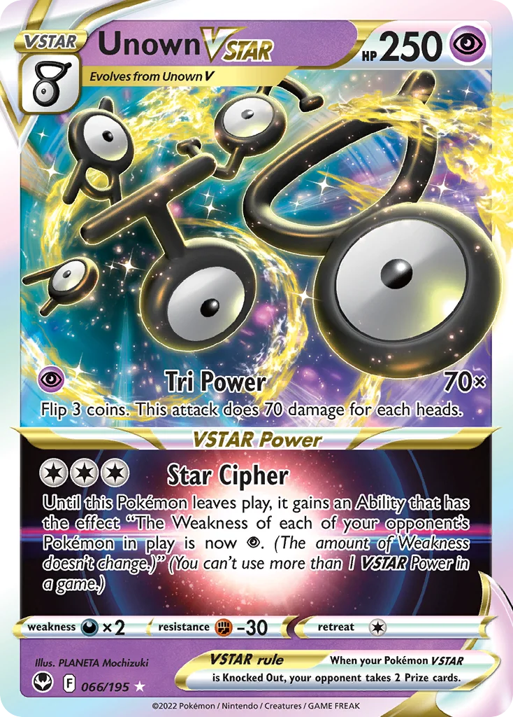 Unown VSTAR 066/195 Rare holo vstar