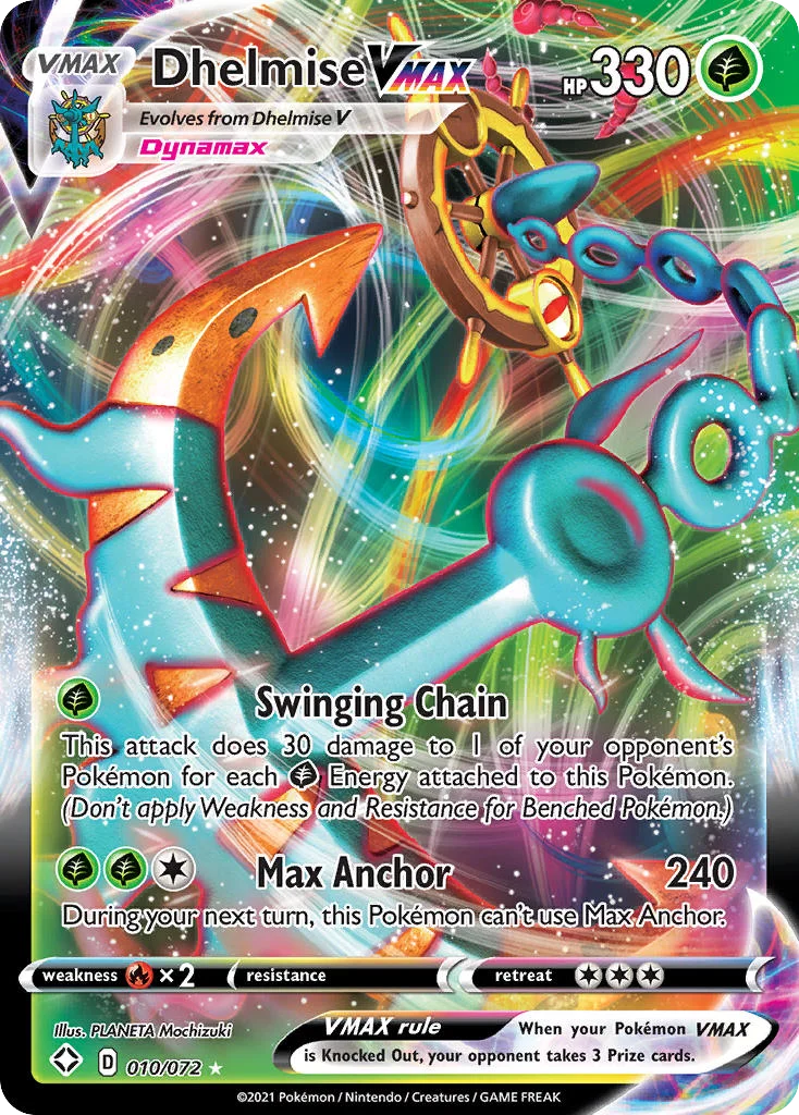Dhelmise VMAX 010/072 Rare holo vmax