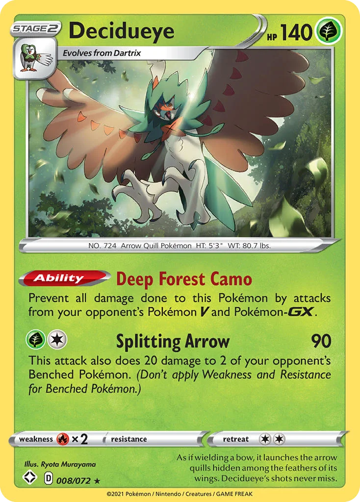 Decidueye 008/072 Rare holo