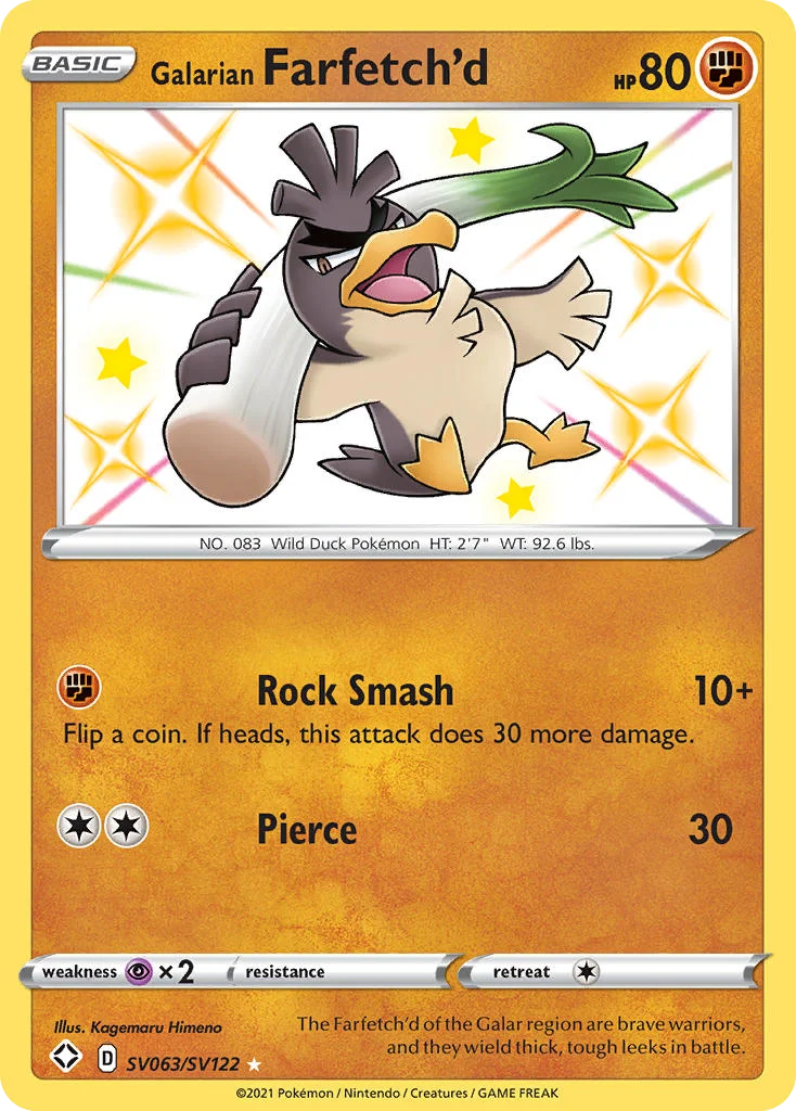 Galarian Farfetch'd SV063/122 Rare shiny