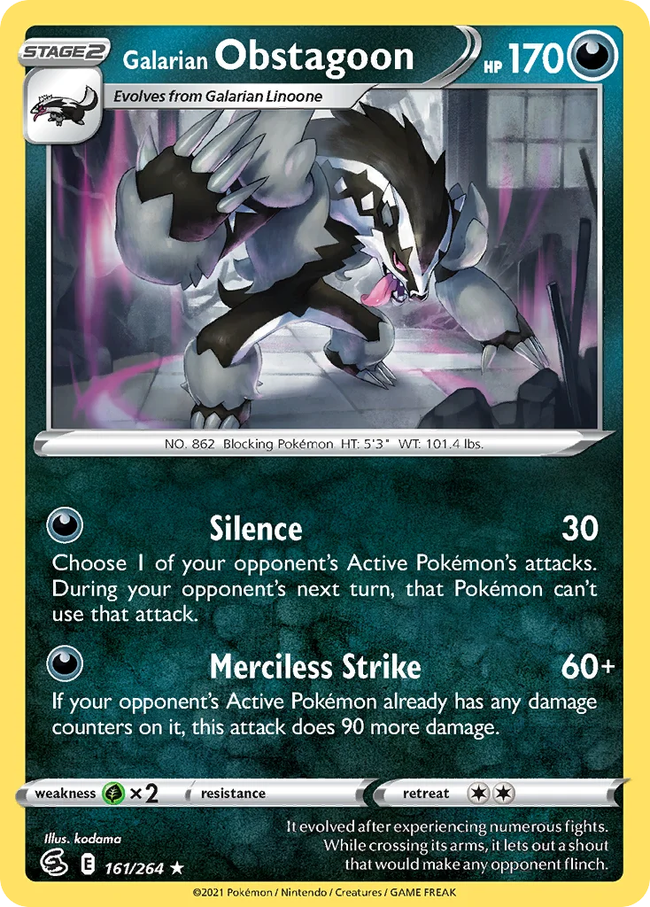 Galarian Obstagoon 161/264 Rare holo