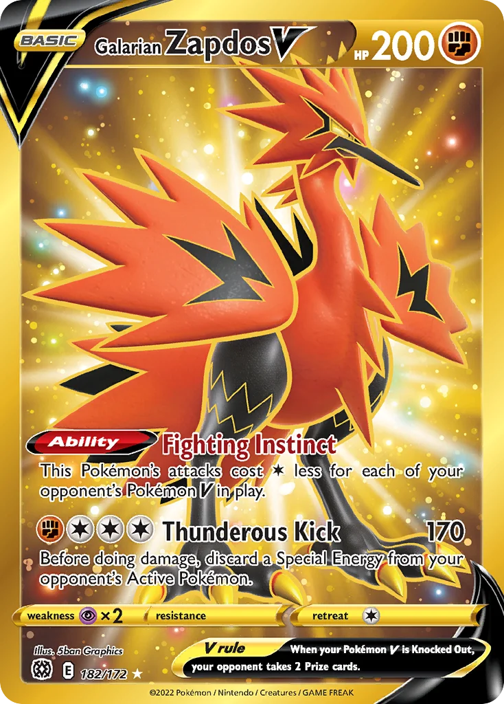 Galarian Zapdos V 182/172 Rare secret