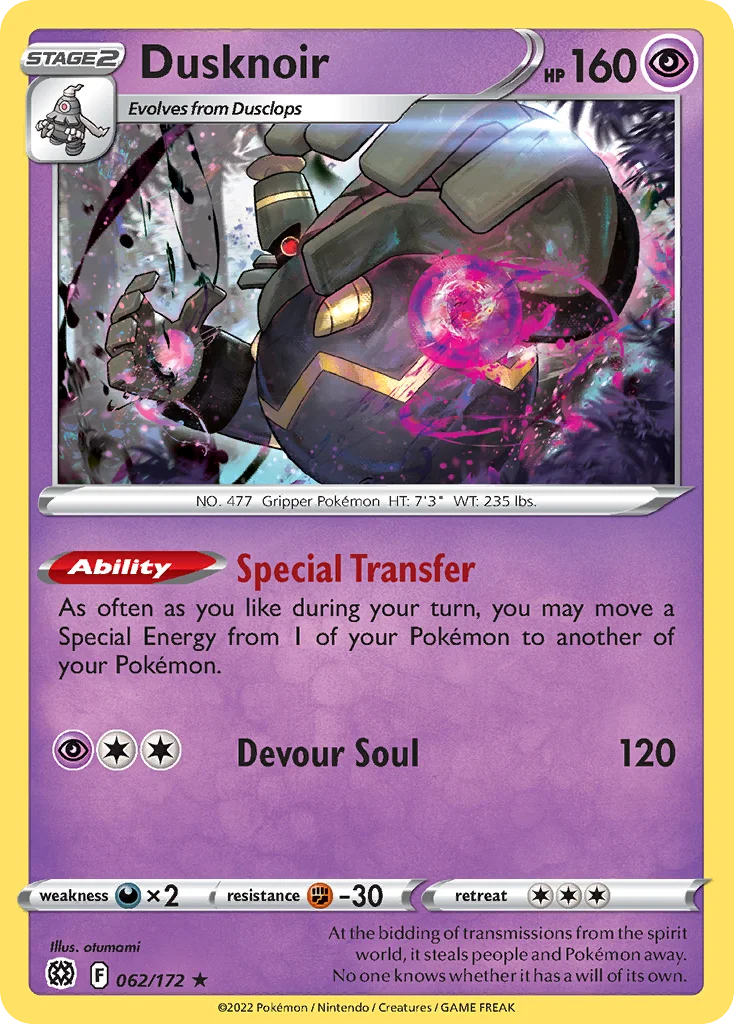 Dusknoir 062/172 Rare holo
