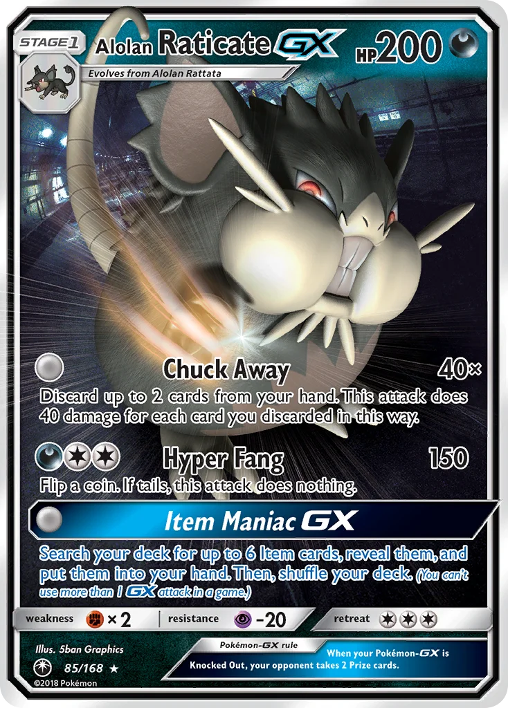 Alolan Raticate-GX 085/168 Rare holo gx