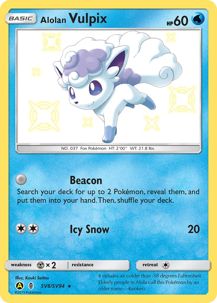 Alolan Vulpix SV8/SV94 Rare shiny