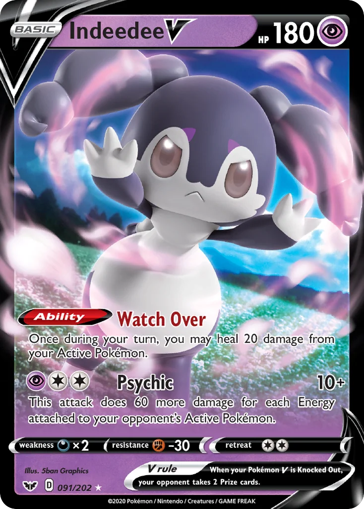 Indeedee V 091/202 Rare holo v
