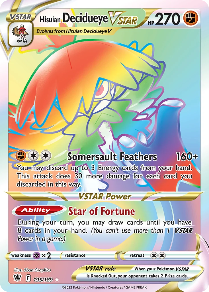 Hisuian Decidueye VSTAR 195/189 Rare rainbow