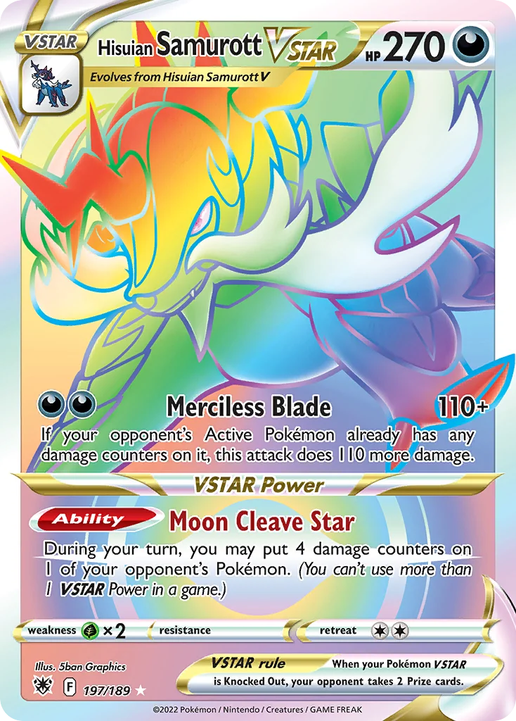 Hisuian Samurott VSTAR 197/189 Rare rainbow