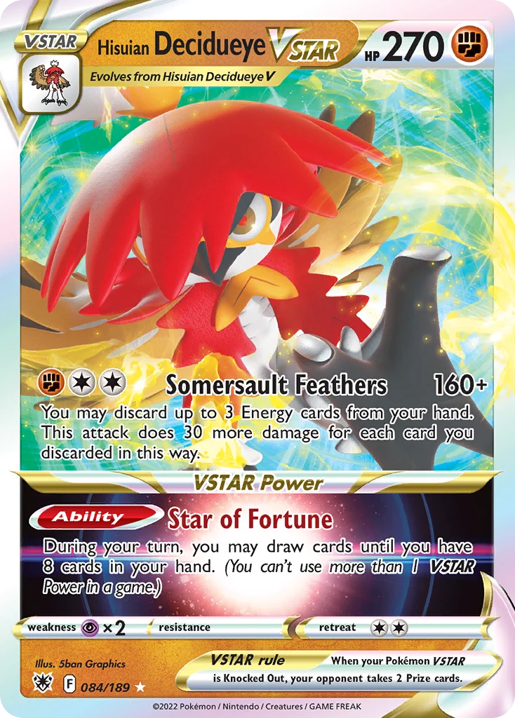 Hisuian Decidueye VSTAR 084/189 Rare holo vstar