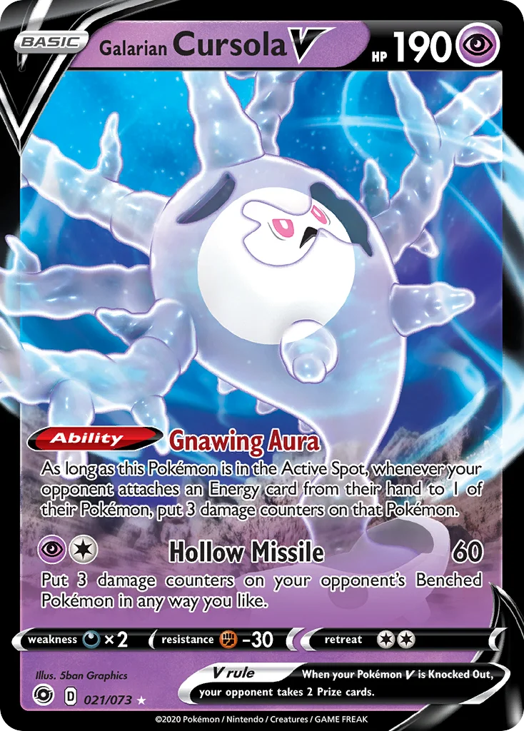 Galarian Cursola V 021/073 Rare holo v