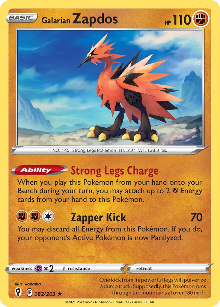 Galarian Zapdos 082/203 Rare holo