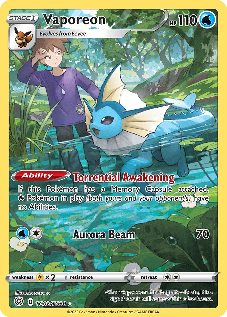 Vaporeon TG02/30 Trainer gallery rare holo