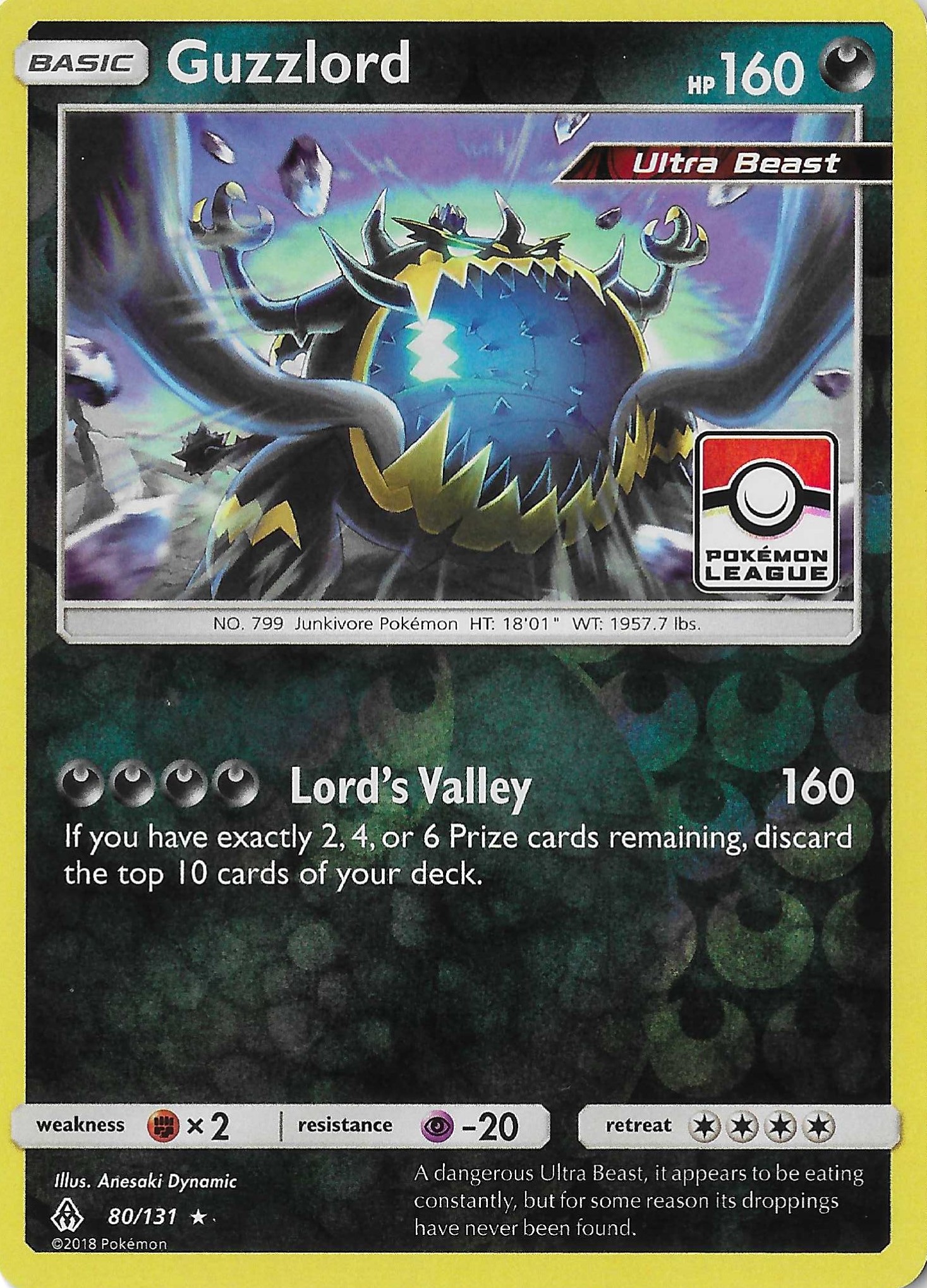 Guzzlord Forbidden Light 80/131 Reverse Holo SM Forbidden Light Pokemon League NM