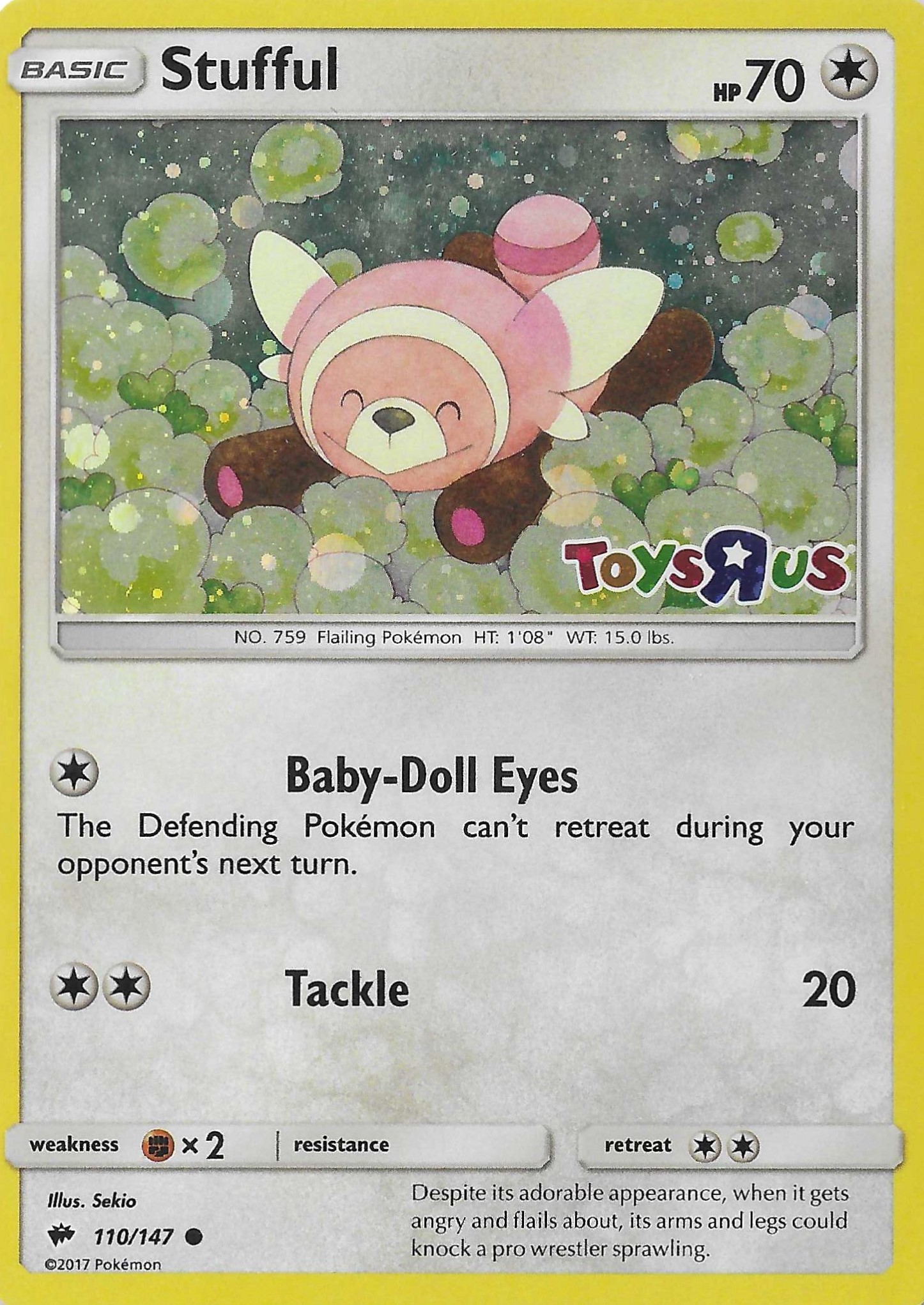 Stufful 110/147 Holo SM Burning Shadows Toys R Us Promo (Sealed)