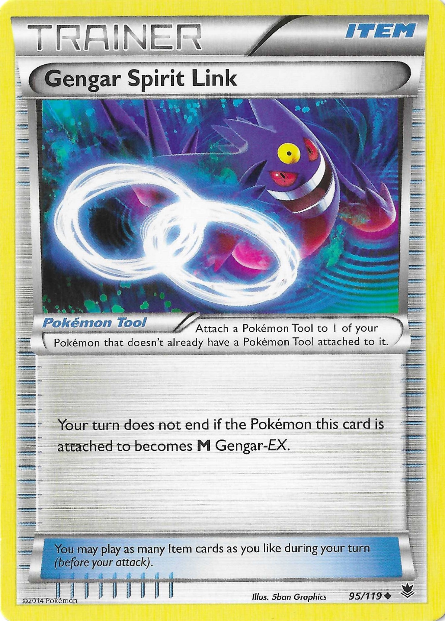 Gengar Spirit Link 95/119 Uncommon XY Phantom Forces NM